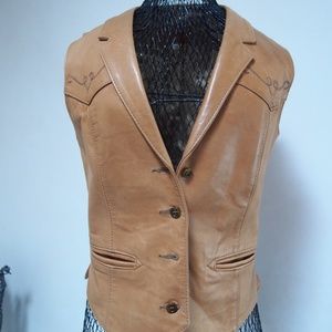 Karen Silton Leather Vest Sz 4